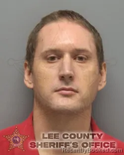 Mugshot of Brett Evan Rucker booked in Lee County, Florida on August 21, 2026