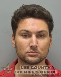 Mugshot of Alex Francisco Saff booked in Lee County, Florida on August 24, 2026