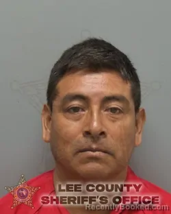 Mugshot of Marcos Pedro Domingo booked in Lee County, Florida on August 24, 2026