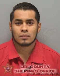 Mugshot of Luis David Flores Ruiz booked in Lee County, Florida on August 27, 2026