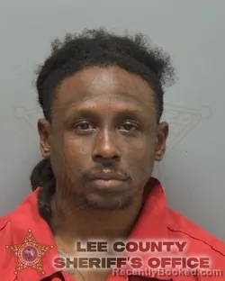 Mugshot of Mario Valentine Johnson booked in Lee County, Florida on October 8, 2026