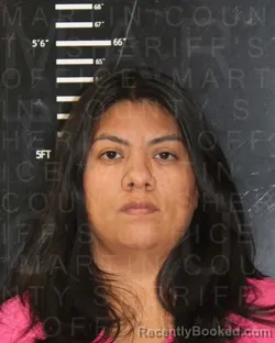 Mugshot of Vanessa Dalim Ortiz-Magdaleno booked in Martin County, Texas on August 9, 2026