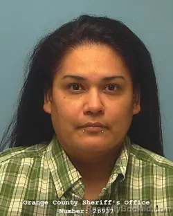 Mugshot of Maria Isabel Tobias-Abbasi booked in Orange County, Texas on August 27, 2026