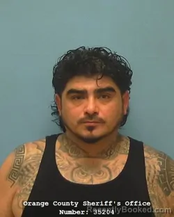 Mugshot of Orlando Miranda booked in Orange County, Texas on August 18, 2026