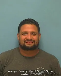 Mugshot of Omar Seyson Moncada-Gomez booked in Orange County, Texas on August 17, 2026