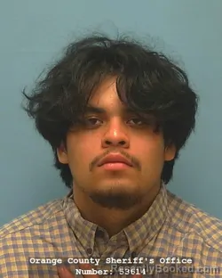 Mugshot of Brandon Arturo Martinez-Campos booked in Orange County, Texas on August 23, 2026