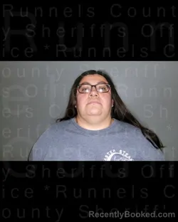 Mugshot of ASHLEY KRISTINA REYES booked in Runnels County, Texas on March 28, 2026