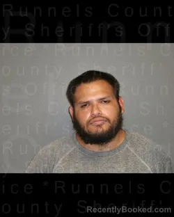 Mugshot of GABRIEL DAVID ALFARO booked in Runnels County, Texas on June 25, 2026