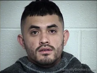 Mugshot of Juan Daniel Contreras Santos booked in Chase County, Kansas on August 28, 2026