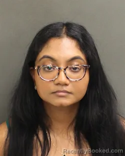 Mugshot of Meghana Ganjam booked in Orange County, Florida on July 31, 2026