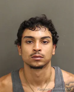 Mugshot of Sam Xavier Pena booked in Orange County, Florida on August 15, 2026