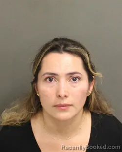 Mugshot of Paula Andrea Garcia booked in Orange County, Florida on September 10, 2026