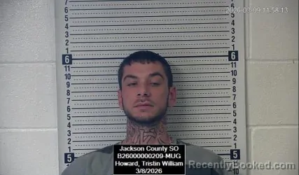 Mugshot of Tristin William Howard booked in Jackson County, Kansas on March 8, 2026