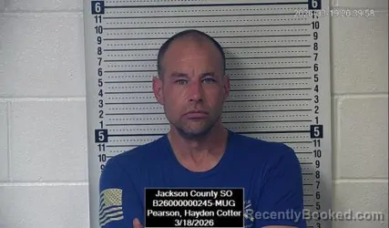 Mugshot of Hayden Cotter Pearson booked in Jackson County, Kansas on March 18, 2026