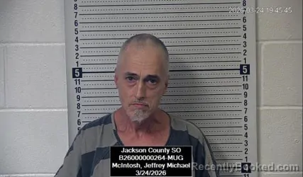Mugshot of Jeffrey Michael McIntosh booked in Jackson County, Kansas on March 24, 2026