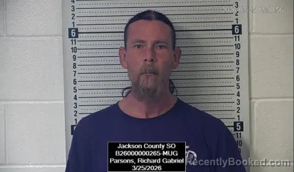 Mugshot of Richard Gabriel Parsons booked in Jackson County, Kansas on March 25, 2026