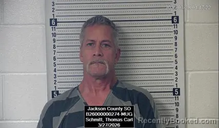 Mugshot of Thomas Carl Schmitt booked in Jackson County, Kansas on March 27, 2026