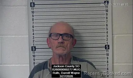 Mugshot of Darrell Wayne Ralls booked in Jackson County, Kansas on March 27, 2026