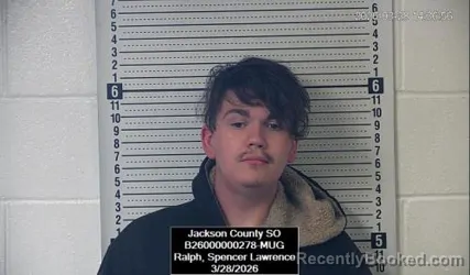 Mugshot of Spencer Lawrence Ralph booked in Jackson County, Kansas on March 28, 2026