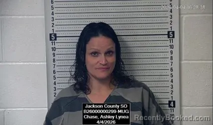 Mugshot of Ashley Lynea Chase booked in Jackson County, Kansas on April 4, 2026