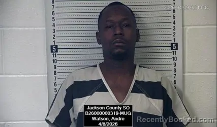 Mugshot of Andre Watson booked in Jackson County, Kansas on April 8, 2026