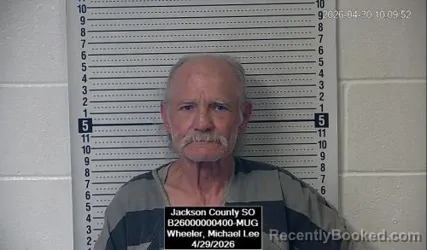 Mugshot of Michael Lee Wheeler booked in Jackson County, Kansas on April 29, 2026