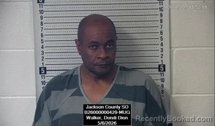 Mugshot of Dondi Dion Walker booked in Jackson County, Kansas on May 6, 2026