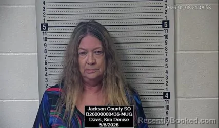 Mugshot of Kim Denise Davis booked in Jackson County, Kansas on May 8, 2026