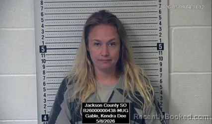 Mugshot of Kendra Dee Gable booked in Jackson County, Kansas on May 8, 2026