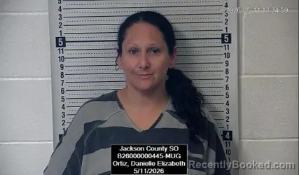 Mugshot of Danielle Elizabeth Ortiz booked in Jackson County, Kansas on May 11, 2026