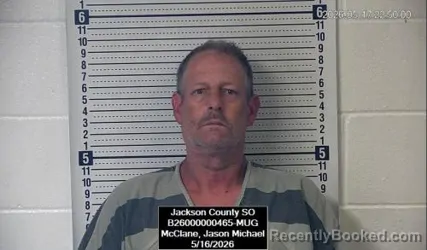 Mugshot of Jason Michael McClane booked in Jackson County, Kansas on May 16, 2026
