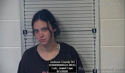Mugshot of Jewel Faye Lutz booked in Jackson County, Kansas on June 1, 2026