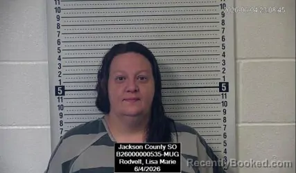 Mugshot of Lisa Marie Rodvelt booked in Jackson County, Kansas on June 4, 2026