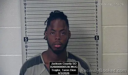 Mugshot of Taron Dion Traylor booked in Jackson County, Kansas on June 3, 2026