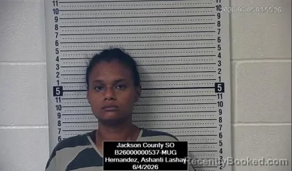 Mugshot of Ashanti Lashay Hernandez booked in Jackson County, Kansas on June 4, 2026
