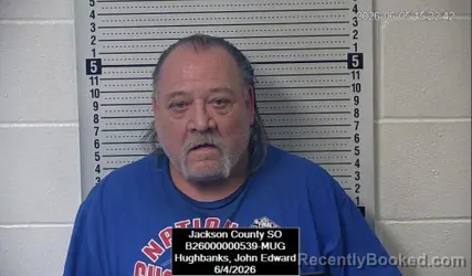 Mugshot of John Edward Hughbanks booked in Jackson County, Kansas on June 4, 2026