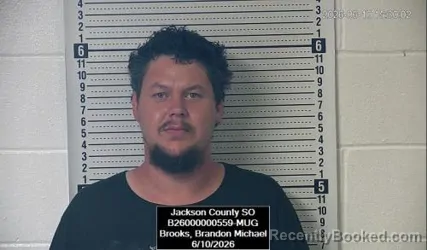 Mugshot of Brandon Michael Brooks booked in Jackson County, Kansas on June 10, 2026
