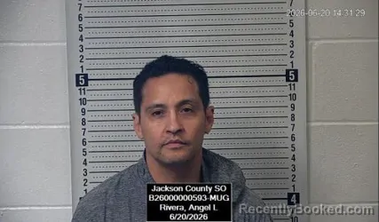 Mugshot of Angel L Rivera booked in Jackson County, Kansas on June 20, 2026