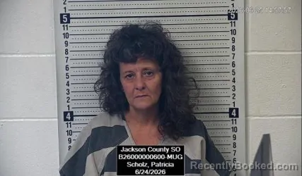 Mugshot of Patricia Scholz booked in Jackson County, Kansas on June 24, 2026