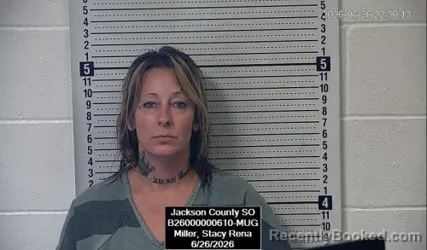 Mugshot of Stacy Rena Miller booked in Jackson County, Kansas on June 26, 2026