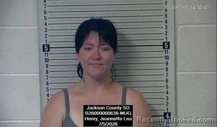 Mugshot of Jeannette Lea Henry booked in Jackson County, Kansas on July 5, 2026