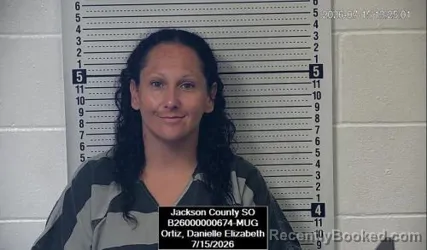 Mugshot of Danielle Elizabeth Ortiz booked in Jackson County, Kansas on July 15, 2026