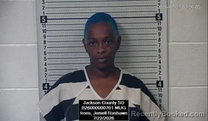 Mugshot of Jemell Rashawn Irons booked in Jackson County, Kansas on July 22, 2026