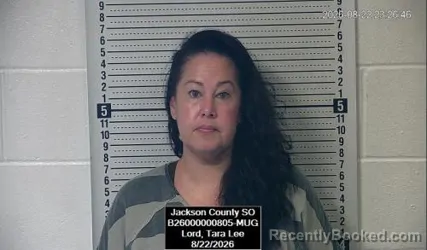 Mugshot of Tara Lee Lord booked in Jackson County, Kansas on August 22, 2026