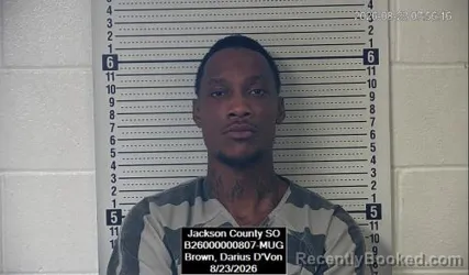 Mugshot of Darius D’Von Brown booked in Jackson County, Kansas on August 23, 2026