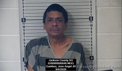 Mugshot of Jose Angel Jr Gamboa booked in Jackson County, Kansas on September 4, 2026