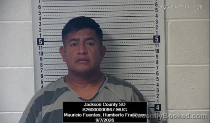 Mugshot of Humberto Francisco Mauricio Fuentes booked in Jackson County, Kansas on September 7, 2026