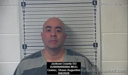 Mugshot of Shaun Augustine Gomez booked in Jackson County, Kansas on September 8, 2026