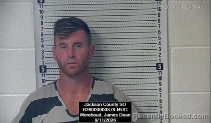 Mugshot of James Dean Morehead booked in Jackson County, Kansas on September 11, 2026