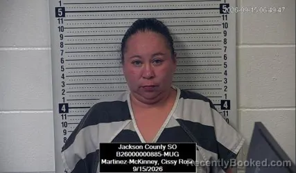 Mugshot of Cissy Rose Martinez-Mckinney booked in Jackson County, Kansas on September 15, 2026
